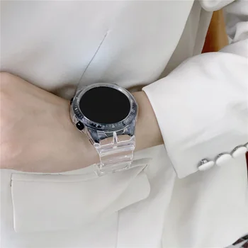 Flexibil Curea Silicon cu Cadru de Caz pentru Huawei Watch GT 2 46mm Trupa GT2 Transparent Bratara Sport Slim Capacul Curelei de Bara