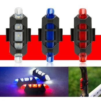 USB Reîncărcabilă Far Bicicleta cu LED Lumina de Noapte de Echitatie Lampa Impermeabil Lumini de Avertizare de Siguranță Lampă Spate Accesorii pentru Biciclete