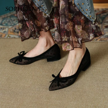 SOPHINTINA 2021 Femei Apartamente Pantofi Noi Dressing Confortabil din Piele de Fluture nod Dressing de Vară de zi cu Zi a Subliniat Toe Flats FO132