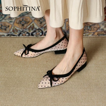 SOPHINTINA 2021 Femei Apartamente Pantofi Noi Dressing Confortabil din Piele de Fluture nod Dressing de Vară de zi cu Zi a Subliniat Toe Flats FO132