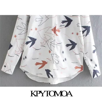 KPYTOMOA Femei 2021 Moda Animal Print Bluze Largi Vintage cu Maneci Lungi Buton-up Feminin Tricouri Blusas Topuri Chic