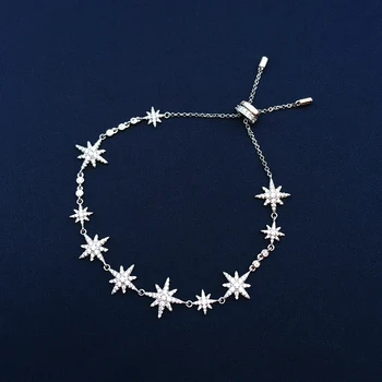 Multi star Brățară Reglabil S925 Argint Sterlină Femei de Lux Lumina Șase puncte Star Temperament Brățară Stil de Bijuterii Cadou