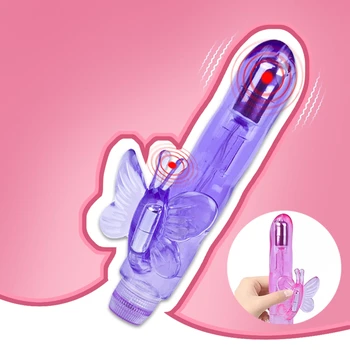 De înaltă Calitate de Cristal Jelly Vibrator Fluture Masaj Jucarii Sexuale pentru Femei Duble Vibratii Multi-Viteza Clitorisul Vibe