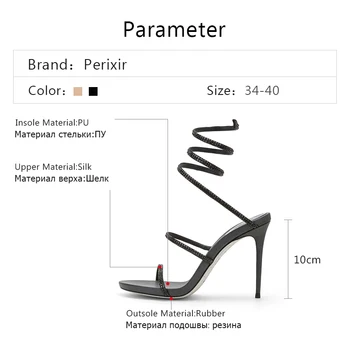 Perixi Doamna Sandale Lanț Cu Pietre De Glezna Curea De Încălțăminte De Vară 2021 Mari Dimensiuni Femei Pantofi