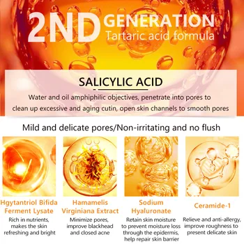 Acid Salicilic Ser Facial Pentru A Îmbunătăți Tenul Gras Curata Porii, Elimina Pete Fata Esența Ameliorează Roșeață De Acnee Soluție De Tratament