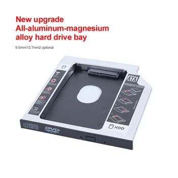 12.7/9.5 mm Aluminiu Hard Disk Drive Bay Universal 2.5 2 Ssd Hd SATA Hard Disk HDD Caddy Kituri Adaptor Bay Pentru CD DVD
