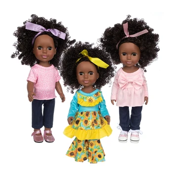 35 cm Negru African Renăscut Baby Dolls Plin de Silicon Vinil Păpuși Realiste Afro Explozie Parul Cret Papusa de Fata Jucăria de Baie Cadouri