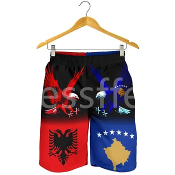 Tessffel mai Nou Pavilion Țară Retro Albania Simbol Tatuaj NewFashion Bărbați/Femei 3DPrint Vara Streetwear pantaloni Scurți de Plajă în Pantaloni-3