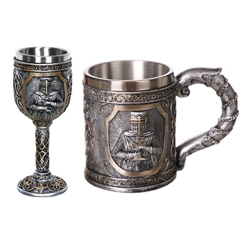 Medieval Templieri Cavaler Cruciat Cana Armură de Cavaler A Crucii de Bere Stein Tankard Ceașcă de Cafea, Paharul de Vin