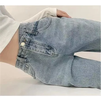 2021 Talie Inalta Blugi Confortabile Pentru Femei de Moda Picior Drept Pantaloni din Denim design de Crossover de Streetwear Stil Blugi Femei