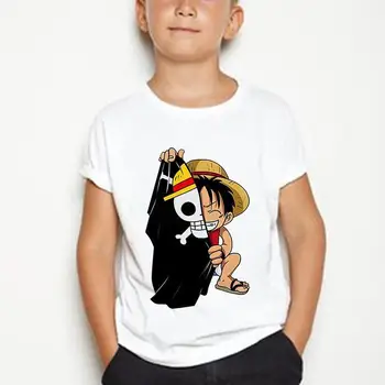 Vara Baieti/Fete Casual Drăguț Desene animate Bumbac Japonez Anime One Piece Copii cu Maneci Scurte T-shirt