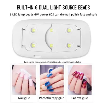 6W Unghii Uscător de LED-uri Lampa UV Micro USB Gel Lac de Uscare Mașină Pentru Uz casnic Instrumente Nail Art Lămpi Pentru Unghii Manichiura Instrument