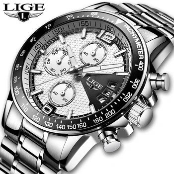 2021 LIGE Moda Mens Ceas din Oțel Inoxidabil Cuarț Ceasuri Barbati Top Brand de Lux Sport Cronograf Casual rezistent la apa Încheietura Ceas