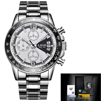 2021 LIGE Moda Mens Ceas din Oțel Inoxidabil Cuarț Ceasuri Barbati Top Brand de Lux Sport Cronograf Casual rezistent la apa Încheietura Ceas