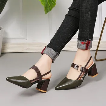 2020 Sandale de Vara pentru Femei Nou Ascuțite Indesata Sandale cu Tocuri inalte de Mari Dimensiuni Femei de Moda de sex Feminin Doamnelor Femeie Pantofi pentru Femei