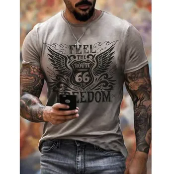 Nr. 66 intersecția tricou de vara noua moda retro cu mânecă scurtă, haine lejere T-shirt 66 cuvânt de imprimare O-neck T-shirt pentru bărbați