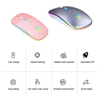 Wireless 2.4 G Ultra-Slim Mouse Optic Reîncărcabilă Mouse-ul Ergonomie Luminos Optic Biroul de Mouse-ul Pentru PC, Laptop, Desktop