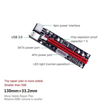 10buc mai Noi VER009 USB 3.0 PCI-E Coloană VER 009S Express 1X, 4x, 8x, 16x Pcie Extender Riser Card Adaptor SATA 15pin La 6 Pini Putere