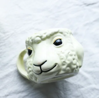 Creative mână-pictat oi cana de ceramica de animale, desene animate micul dejun lapte de sticlă birou de agrement ceașcă de ceai cadou amuzant HP100504
