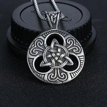 Vintage Irlanda de Nord Inox Celtic Amuleta Pandantiv Colier Barbati Casual Punk Farmec Bijuterii