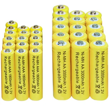 2019 Baterii Reîncărcabile AA 3000mAh + AAA 1.2 v 1800mAh Ni-MH Baterie Reîncărcabilă galben de celule transport Gratuit lanterna led Jucarii RC