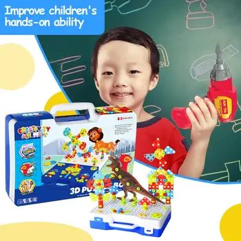Șurub de foraj 3D Burghiu Electric Puzzle Jucărie Instrumente de Foraj Kit de Copii DIY Asamblate STEM de Învățământ Pretinde Joc Blocuri