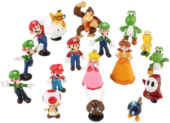 New Super Mario Bros Odyssey PVC Figurine Jucarii Yoshi Princess Peach, Luigi Tip Timid Ciuperci Donkey Kong Model de Păpuși de Desene animate