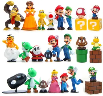 New Super Mario Bros Odyssey PVC Figurine Jucarii Yoshi Princess Peach, Luigi Tip Timid Ciuperci Donkey Kong Model de Păpuși de Desene animate