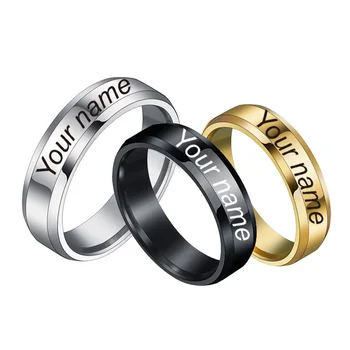Personalizate Inele Gravate Cu Numele Tău Semnătură De Text Scris De Mână Pentru Bărbați Doamna Unisex Inoxidabil Oțel Titan Ring