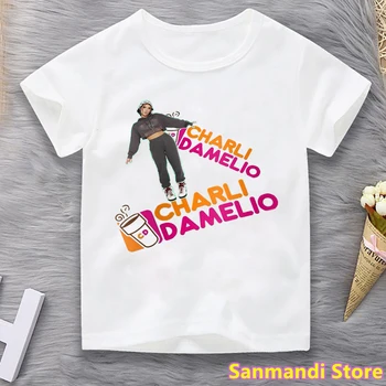 Amuzante Haine Pentru Copii Charli Damelio Cafea Grafic De Imprimare Tricou Topuri Pentru Fete Gogoși Tricou Harajuku Kawaii Imbracaminte Copii