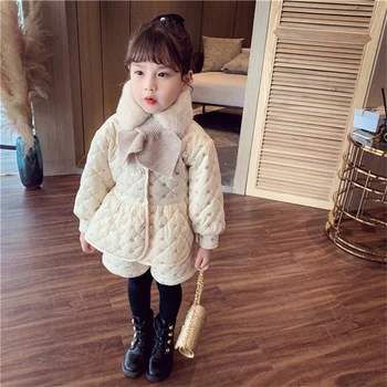 2021 Toamna Iarna Nou Copil Fete Tunica cu Paiete Două Bucata Set coreeană pentru Copii Îmbrăcăminte la Modă Casual Îngroșat de Pluș Suites