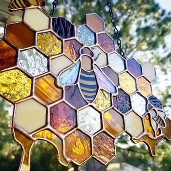 Albine Zi Agățat Pdendant Interior Geam Usa Decor Strălucitor Fagure de miere Cameră de Acasă Decoratiuni de Gradina 2021 Primăvară Decorare Ornament