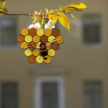 Albine Zi Agățat Pdendant Interior Geam Usa Decor Strălucitor Fagure de miere Cameră de Acasă Decoratiuni de Gradina 2021 Primăvară Decorare Ornament