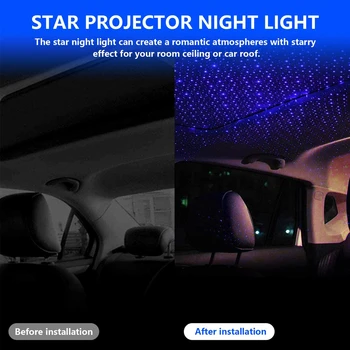 USB Masina Acoperiș Stele Led Lumina de Interior Înstelat Laser Atmosfera Ambiantă Proiector Auto Decorare Dormitor Petrecere Tavan Decor Acasă
