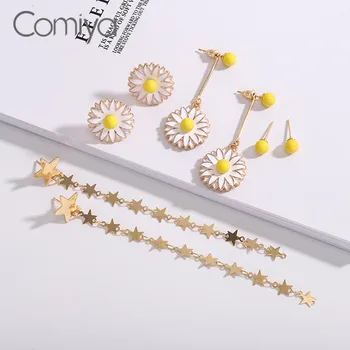 Comiya Email Acrilic Forma de Floare Picătură Cercei pentru Femeile de Culoare de Aur din Aliaj de Zinc Stele Farmece Legăna Cercei coreea Bijuterii