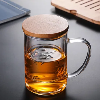Noi rezistente la căldură se Ingroase pahar de 400ml de sticlă transparentă Cu capac cu mâner Potrivit pentru flori de ceai, ceai verde, Ceai Infuser