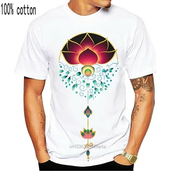 Lotus de Imprimare T-shirt Barbati Negru T Shirt Hinduism Buddism Florale Tricou Tesatura de Bumbac Cadou de Familie Haine Topuri & Tricouri en-Gros