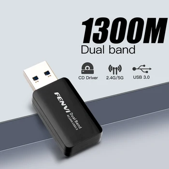 1300Mbps Mini USB 3.0 Adaptor Wifi Dual Band 5.8 Ghz/2.4 GHz Wifi Card de Rețea Ethernet Adaptor USB Receptor Pentru Laptop PC cu Windows