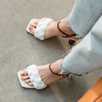 KemeKiss Femei Sandale De Culoare Mix Ciudat Tocuri De Vară Pentru Femei Pantofi De Moda De Metal Cataramă Rochie De Deget De La Picior Pătrat Încălțăminte Mărimea 34-40