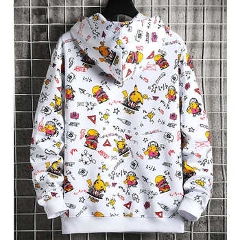 Bărbați supradimensionate Hanorace jachete Hip Hop Maneca Lunga japonez Harajuku Streetwear Desene animate de Imprimare Pulover Tricoul Topuri