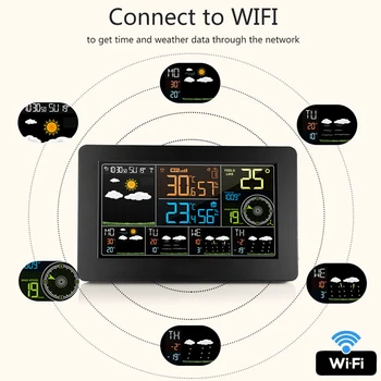 Multifunctionala Color WiFi Vreme APP post de Control Inteligent Vreme Monitoriza Temperatura Umiditate Barometrică Viteza Vântului