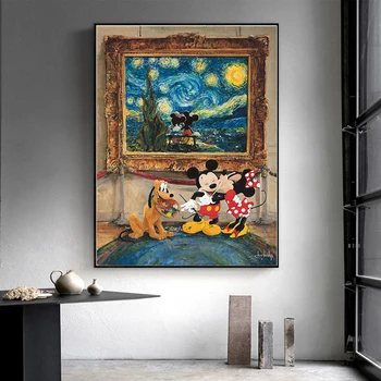 Disney Mickey si Minnie Sărbători Panza Pictura Desene animate de Postere și de Imprimare de Artă Graffiti Poza Perete pentru Camera de zi Decor Acasă