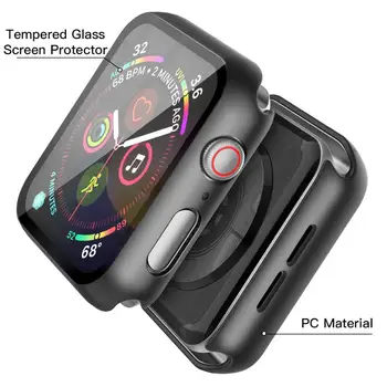 360 full Screen protector Barei de protecție Cadru mat greu de Caz pentru Apple watch 6/SE/5/4/3/2/1 capacul din sticla Temperata film pentru iwatch 5 4