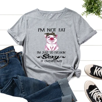 Femei Graphic T-Shirt Tricou Imprimat Bumbac Tee Maneci Scurte Topuri de Vara de sex Feminin Teuri Hainele Nu Sunt Gras Drăguț Sexy Animal Porc