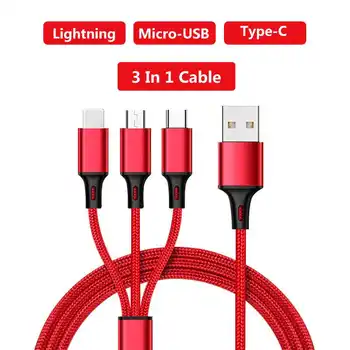 3 în 1 USB Cablu de Încărcare Rapidă Cablu USB de Tip C Cablu Pentru iPhone, Samsung, Huawei, Xiaomi Micro USB Cablu Lightning Încărcător