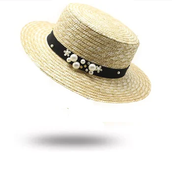 Vara Femeile Lățime 7cm Pălărie de Paie de Moda Chapeau Paille Doamna Pălării de Soare Luntraș Grâu Panama Palarii de Plaja Chapeu Feminino Capace