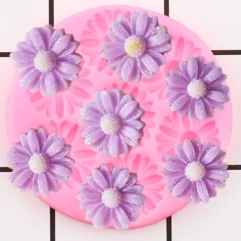 Flori de Matrite de Silicon Daisy Floarea-soarelui Cupcake Topper Fondante Mucegai DIY Tort de Nunta de Decorare Bomboane de Ciocolata Lut Matrite