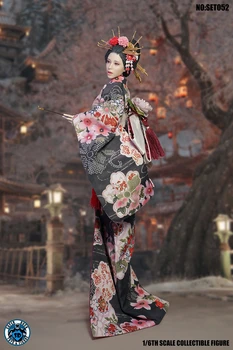 SUPER DUCK Scara 1/6 Gheișă Japoneză Oiran Sculptura Cap cu Kimono Set Costum Model SET052 se Potrivesc 12