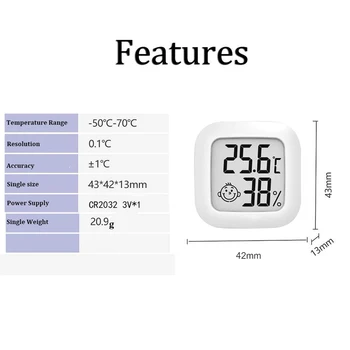 LCD Digital Termometru Higrometru Interior Mini Temperatura Umiditate Metru de Monitor Electronic Zâmbet Fata