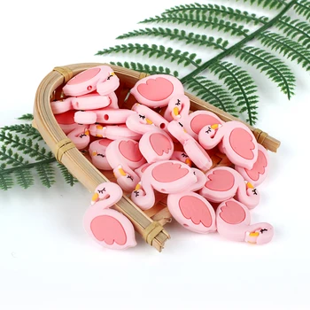 Să păstreze și să Crească 10BUC Copilul Silicon Flamingo Margele Molar de Jucării pentru Copii jucării Teether Îngrijire Orală Produse de BRICOLAJ Suzeta Lanțuri Accesorii